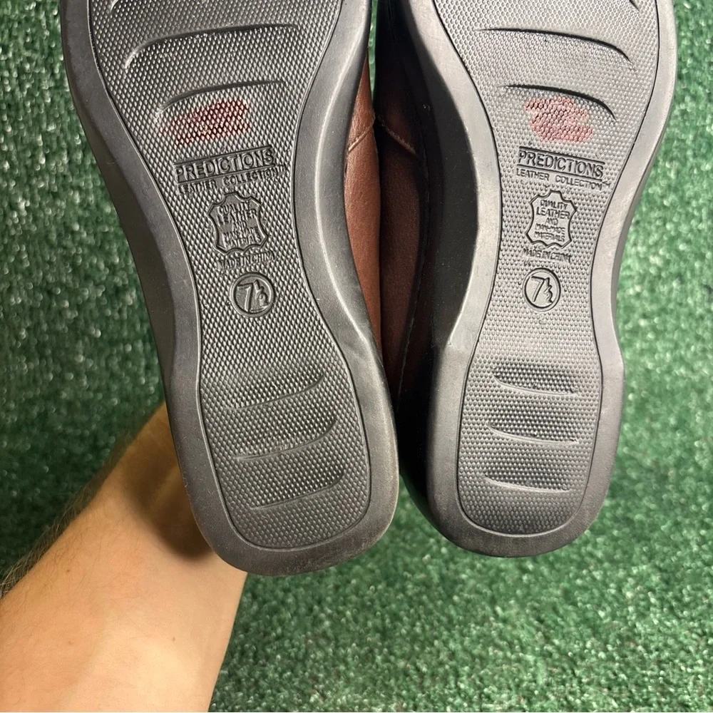 Predictions Leather Collection Brown Slip On Comfort Shoes Women 7.5